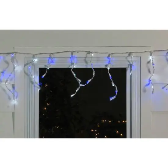 100ct. LED Wide Angle Icicle Christmas Lights With White Wire Blue/Pure White {7}