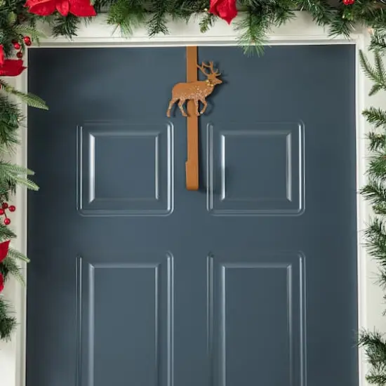 Glitzhome&reg; 14" Christmas Metal Tree & Reindeer Wreath Hanger Set {5}