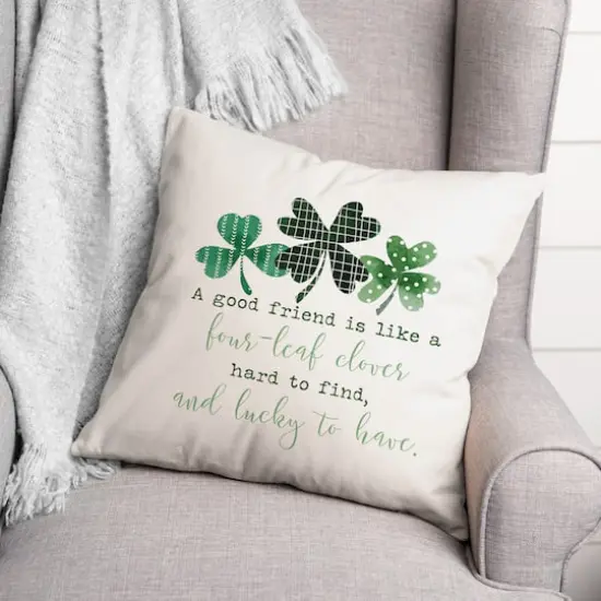 Pattern Clovers Good Friends Pillow 18" x 18" Throw Pillow {4}