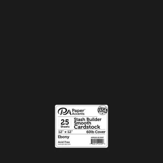 PA Paper&trade; Accents Stash Builder 12" x 12" 60lb. Smooth Cardstock, 25ct. Ebony {1}