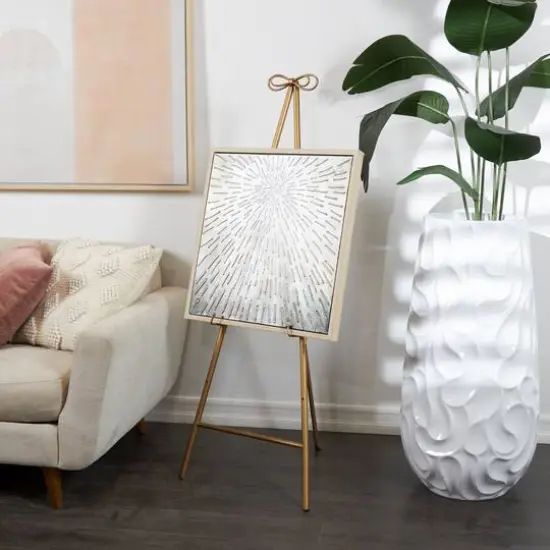 Gold Metal Tall Adjustable Floor Easel with Bow Top {7}