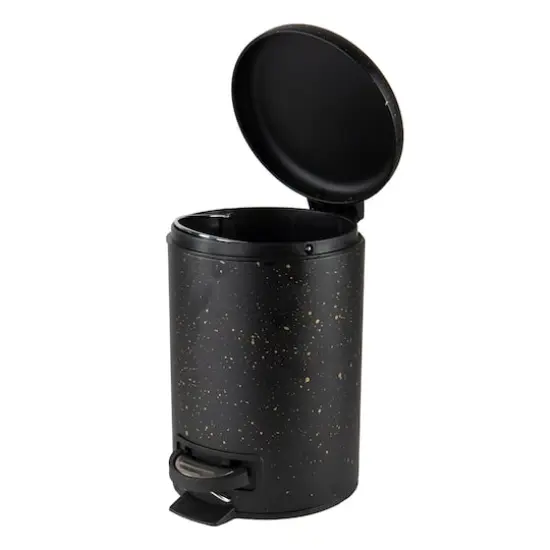 Elle D&eacute;cor Black Speckled Design Step Bin with Lid Trash Can {3}