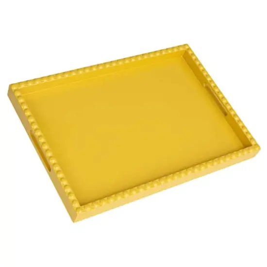 Hello Honey&reg; 19" Yellow Sunny Wood Tray with Handles {1}