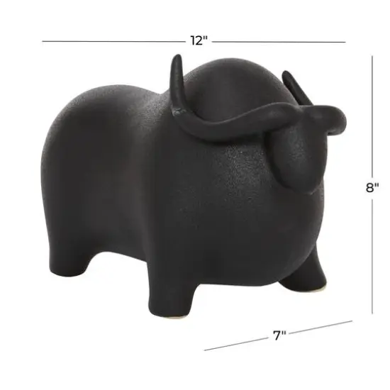 12" Black Contemporary Bull Sculpture {7}