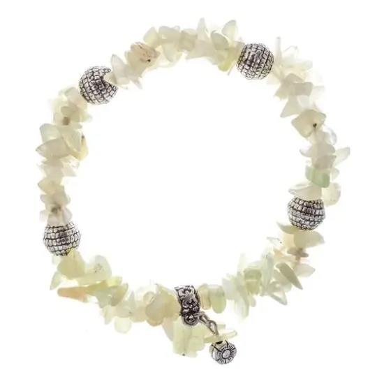 John Bead New Jade Light Green Natural Stone 2-Strand Bracelet with Butterfly Charm {1}