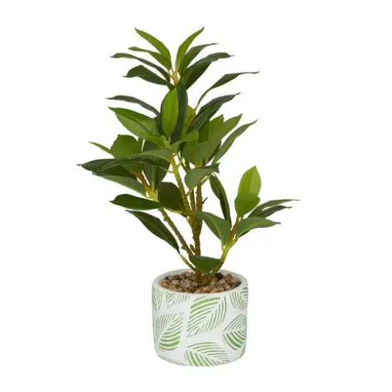 16" Potted White PVC Coastal Evergreen Artificial Foliage {1}