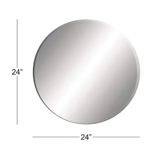 24" Black Wood Contemporary Round Wall Mirror {5}