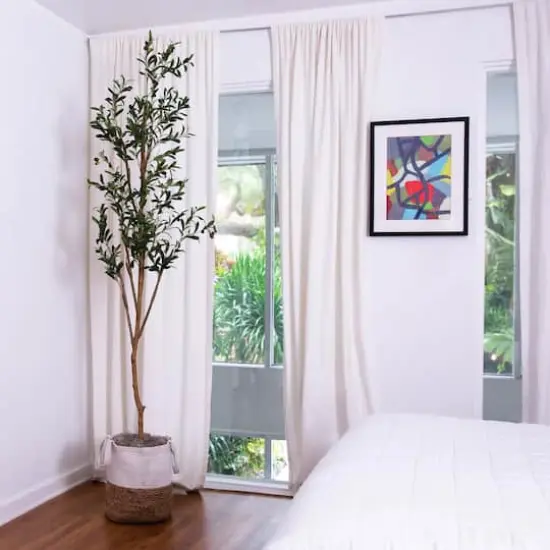 7ft. Olive Tree with Natural Trunk in Handmade Jute Basket {7}