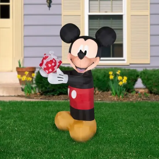 3.5ft. Airblown&reg; Inflatable Valentine's Day Mickey Mouse with Present {3}