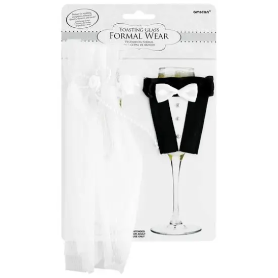 Bride & Groom Toasting Glass Formal Wear Set {1}