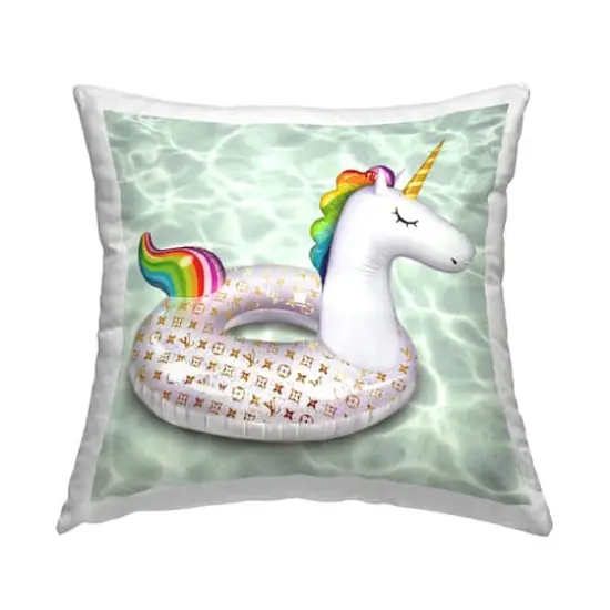 Stupell Industries Fashion Brand Glam Rainbow Unicorn Throw Pillow, 18" x 18" {1}