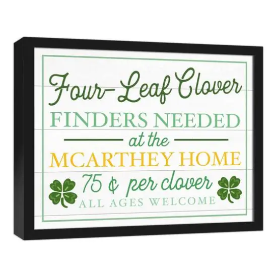 Four Leaf Clover Finders Black Framed Canvas {4}