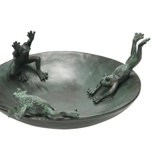 Hello Honey&reg; Resin Bird Bath With Frogs & Verdigris Finish {5}