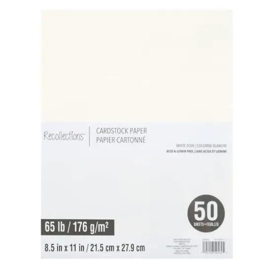 8.5" x 11" Cardstock Paper by Recollections™, 50 Sheets White Dove {1}