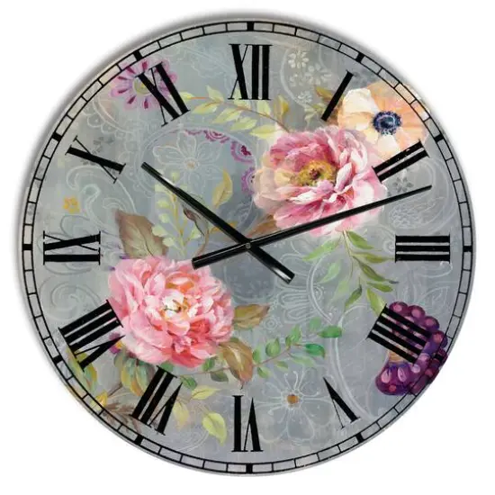 Designart 'Peonies And Paisley Cabin Wall Clock {1}