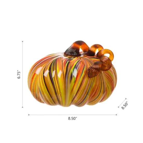 Glitzhome&reg; Large Glass Pumpkin, Multicolor Stripes {15}