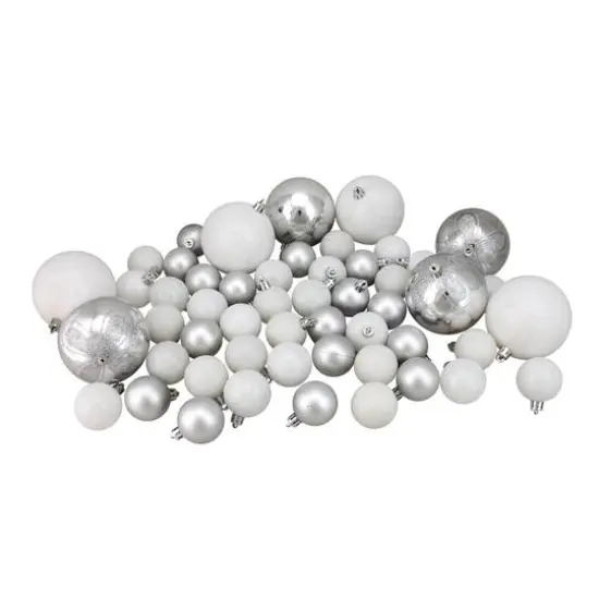 125ct. Winter White & Silver Shatterproof 4-Finish Christmas Ornaments {3}