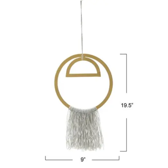 Hello Honey&reg; Gold Round Metal Wall Hanging with Tassel {8}