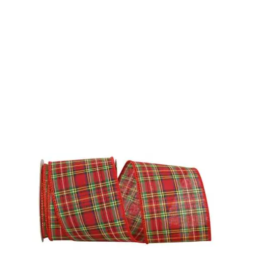 JAM Paper 2.5" x 50yd. Traditional Wired Edge Value Plaid Ribbon {1}