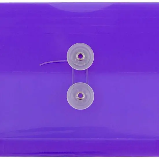 JAM Paper 5.25" x 7.5" Booklet Plastic Envelopes with Button and String Closure, 24ct. Purple {4}