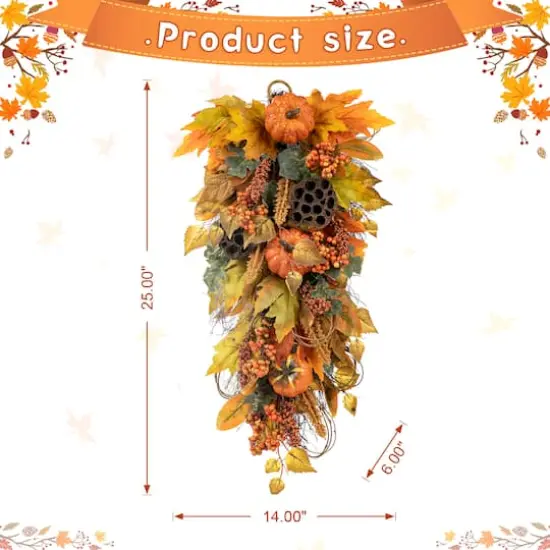 Glitzhome&reg; 25" Fall Pumpkin Leaf Swag {9}