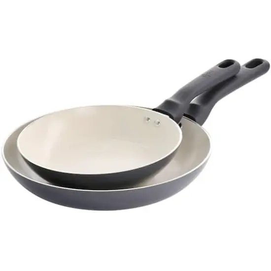 Spice by Tia Mowry Savory Saffron 2 Piece Ceramic Nonstick Aluminum Frying Pan Set Gray {1}