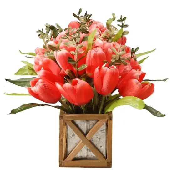 20" Planter with Pink Tulips {5}