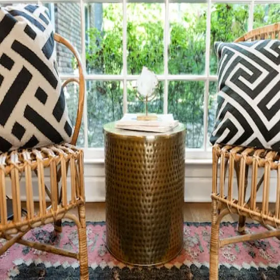 Hello Honey® 17" Gold Boho Hammered Metal Drum Table or Planter with Lid {3}