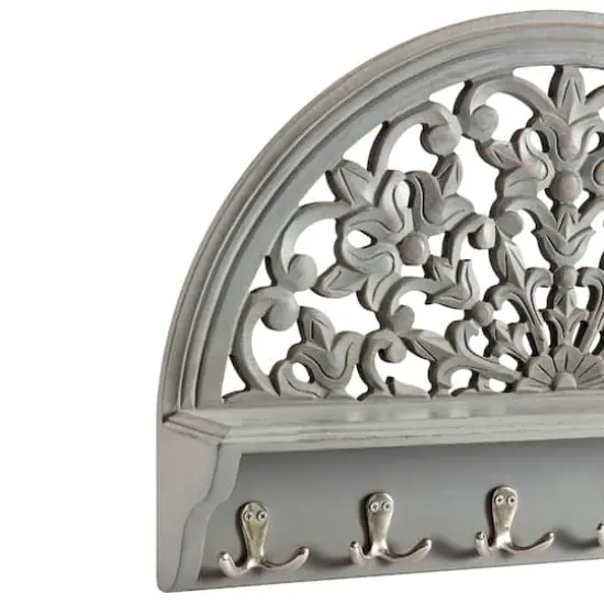 Habitat Round Decorative Gray Carved Wall Hanging {6}