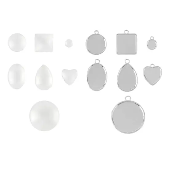 Rhodium Glass Cabochon Pendant Kit by Bead Landing&trade; {1}