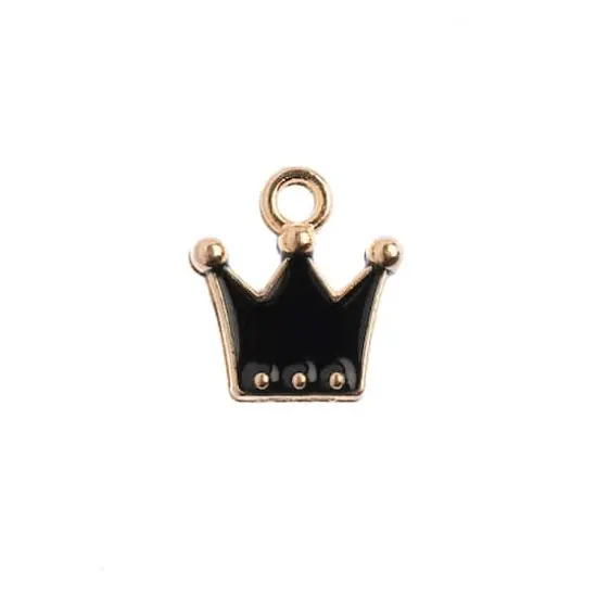 John Bead Sweet & Petite Crown Charms, 10ct. Black {1}