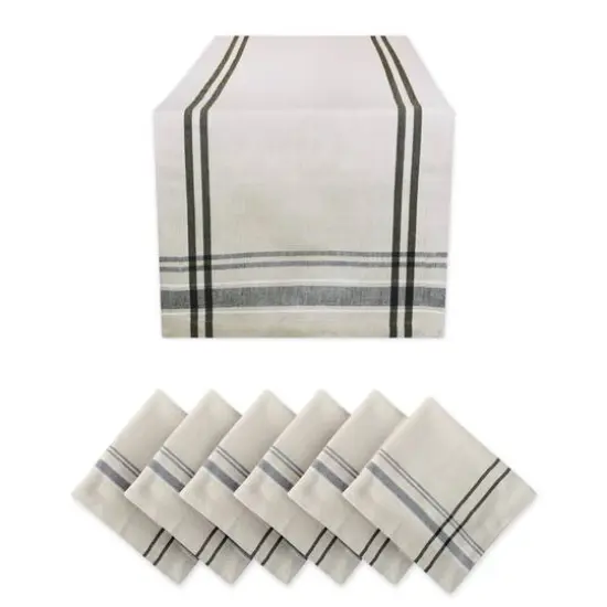 DII&reg; Black French Stripe Table Runner & Napkin Set {1}