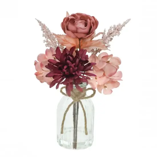 12" Burgundy & Blush Mum & Hydrangea in Glass Container by Ashland&reg; {1}