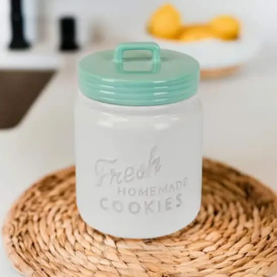 DII&reg; 9" Aqua & White Ceramic Cookie Jar {5}