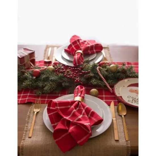 DII&reg; 72" Holly Berry Plaid Table Runner {7}