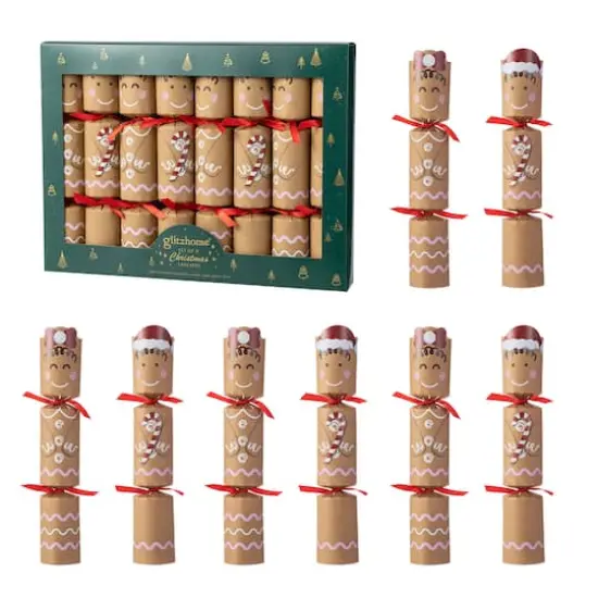 Glitzhome&reg; 8PK 2"D x 12"H Gingerbread Man Christmas Party Crackers with Gift Contents {1}