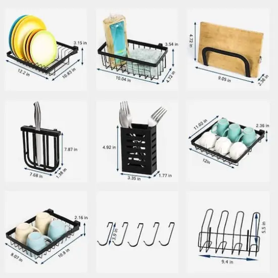 NEX&trade; 38" Black 2-Tier Stainless Steel Over the Sink Dish Rack {6}