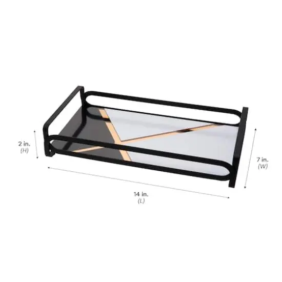 Home Details 14" Matte Black Color Block Vanity Tray {5}