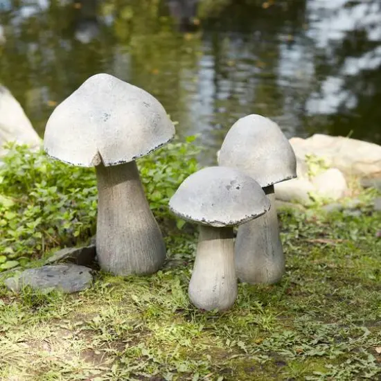 17" Faux Stone Mushroom Garden Accents. 2ct. {6}
