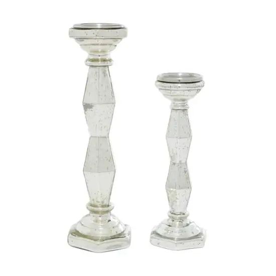 Silver Glass Glam Candle Holder Set {3}