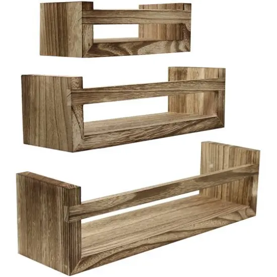 Sorbus Rustic Floating Shelves Set Mahogany {4}