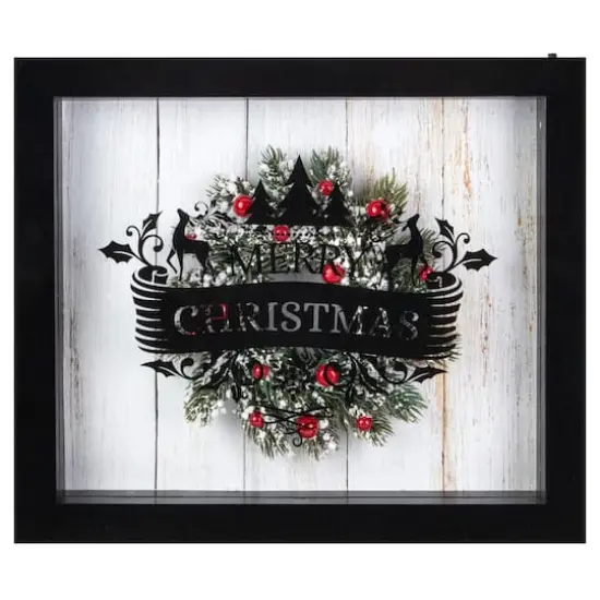 14" Black LED Merry Christmas Box Frame {1}