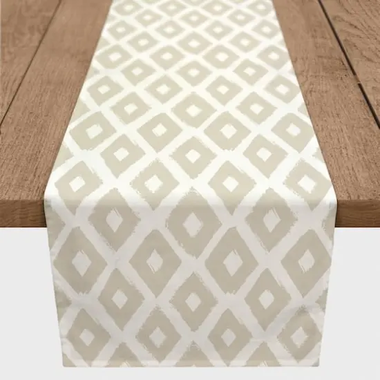Gray Brush Diamond 16" x 90" Cotton Twill Runner {1}