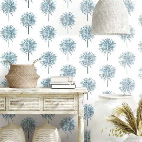 RoomMates Cat Coquillette Fun Fronds Peel & Stick Wallpaper Blue/White {4}