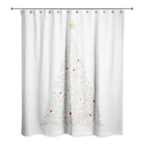 Leafy Christmas Tree Shower Curtain {1}