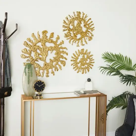 Set of 3 Gold Aluminum Modern Wall Decor, 25" x 25" x 3" {8}