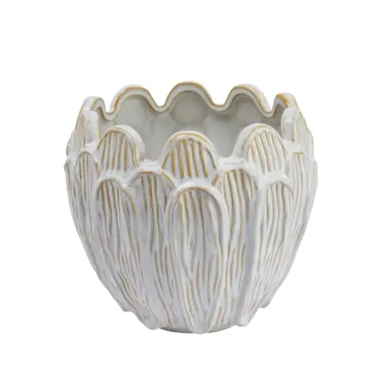 Hello Honey&reg; 8" Ivory Stoneware Flower Shaped Planter {1}