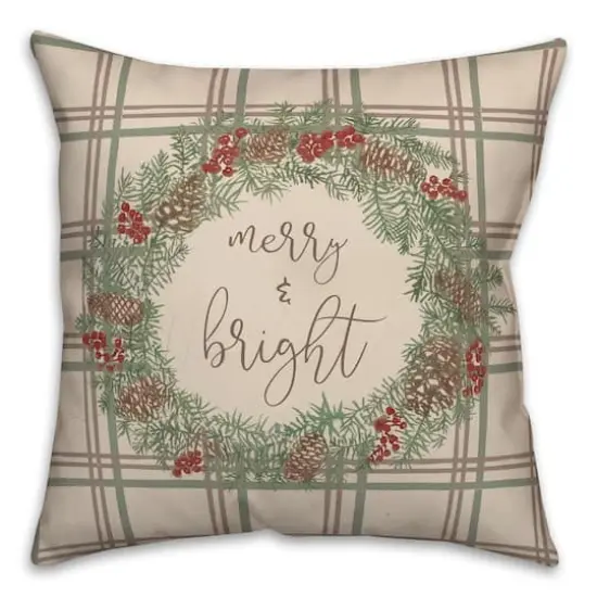 Merry & Bright Plaid Square Throw Pillow {1}