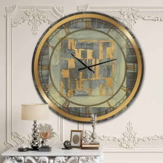 Designart 'Gold Geometric Tapestry Ii Glam Wall Clock {3}