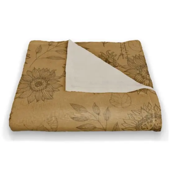 Sunflower Icons Coral Fleece Blanket Gold {3}